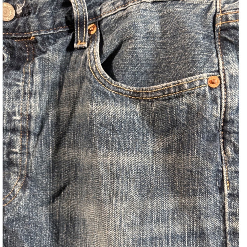 Levi's Premium 501 Men's W34 Cutoff Denim Shorts Distressed Frayed Button Fly - Picture 4 of 11